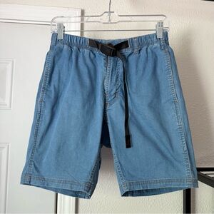 GRAMICCI vintage medium wash blue denim chambray belted shorts